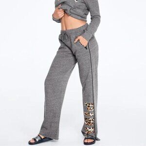Victoria's Secret Pink Grey Leopard Lettering Boyfriend Pants Size Medium